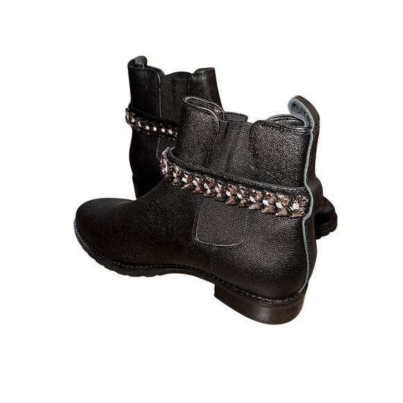White House Black Market Women's Black LILY GEM Leather Chelsea Boots Size 9M - Picture 3 of 9